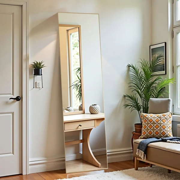 59"x16" Full Length Mirror Standing Rectangle Floor Mirrors Body Dressing Wall-Mounted Mirror, Gold
